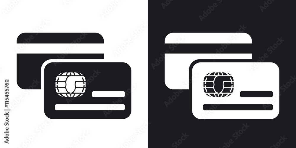 Obraz premium Vector credit card icon. Two-tone version on black and white background