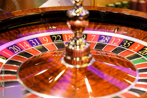 Close up of roulette at the gambling house, selective focus