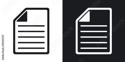 Vector document icon.  Two-tone version on black and white background photo