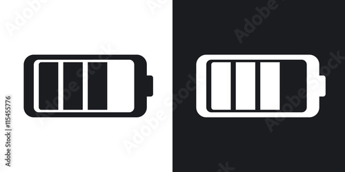 Vector battery icon.  Two-tone version on black and white background