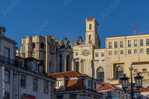 Old city of Lisbon with monastery and church ruins, Portugal