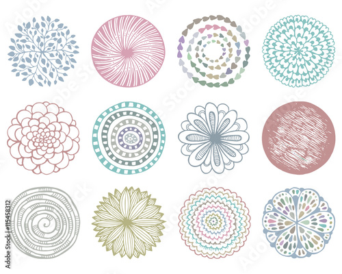 Vector set of colorful deco mandalas.