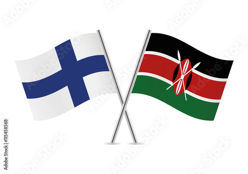 Free Download Finnish and Kenyan flags. Vector illustration. - GFXLoad