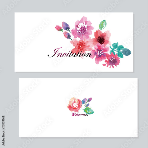 watercolor floral invitatio...