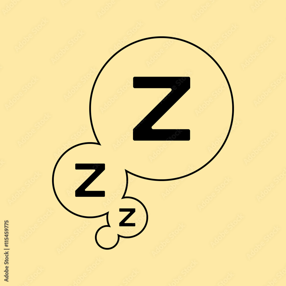 Z letters in curved bubbles from left bottom corner. Sleep logo. Stock  Vector