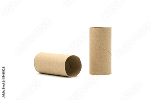 Paper tube of toilet paper, isolated on white background