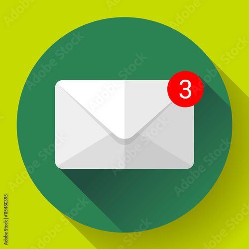 Envelope Mail Icon new letter sms message notification Flat 2.0 design style.