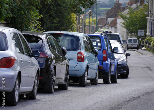 Parked cars in street