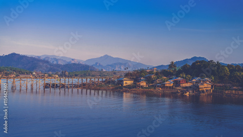 The longest wooden bridge and floating Town in Sangklaburi Kanch