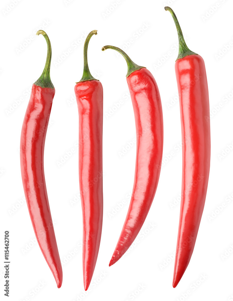 Isolated hot chili peppers collection Isolated hot chili peppers collection
