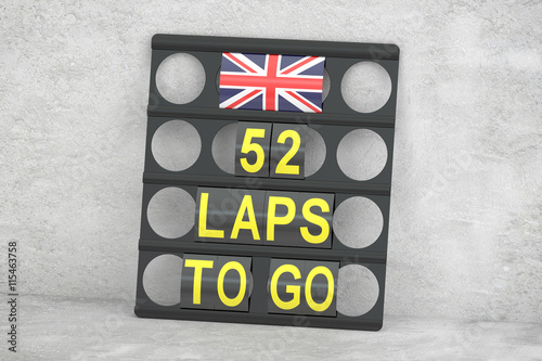 Papier peint Silverstone racing, pit board with flag of UK, 3D rendering