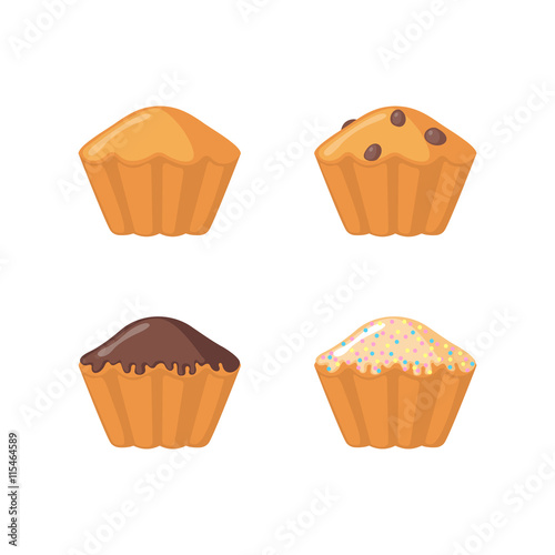 Muffin icon set on white background.