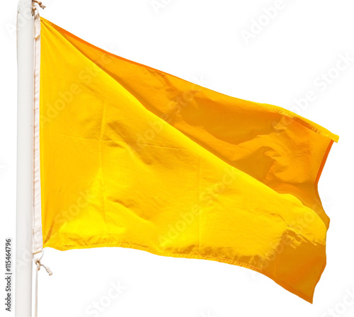 Yellow signal flag isolated over white