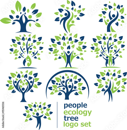 people ecology tree logo set