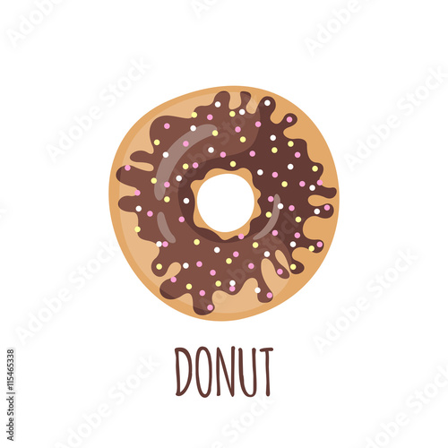 Chocolate donut on a white background.