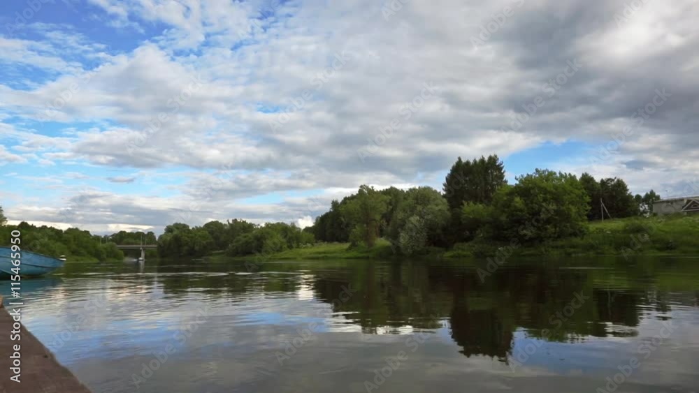 Hovercraft gliding on river surface slow motion shot Hovercraft gliding on river surface slow motion shot