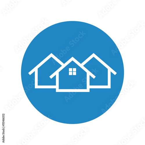 Home icon. House flat vector illustration on blue background