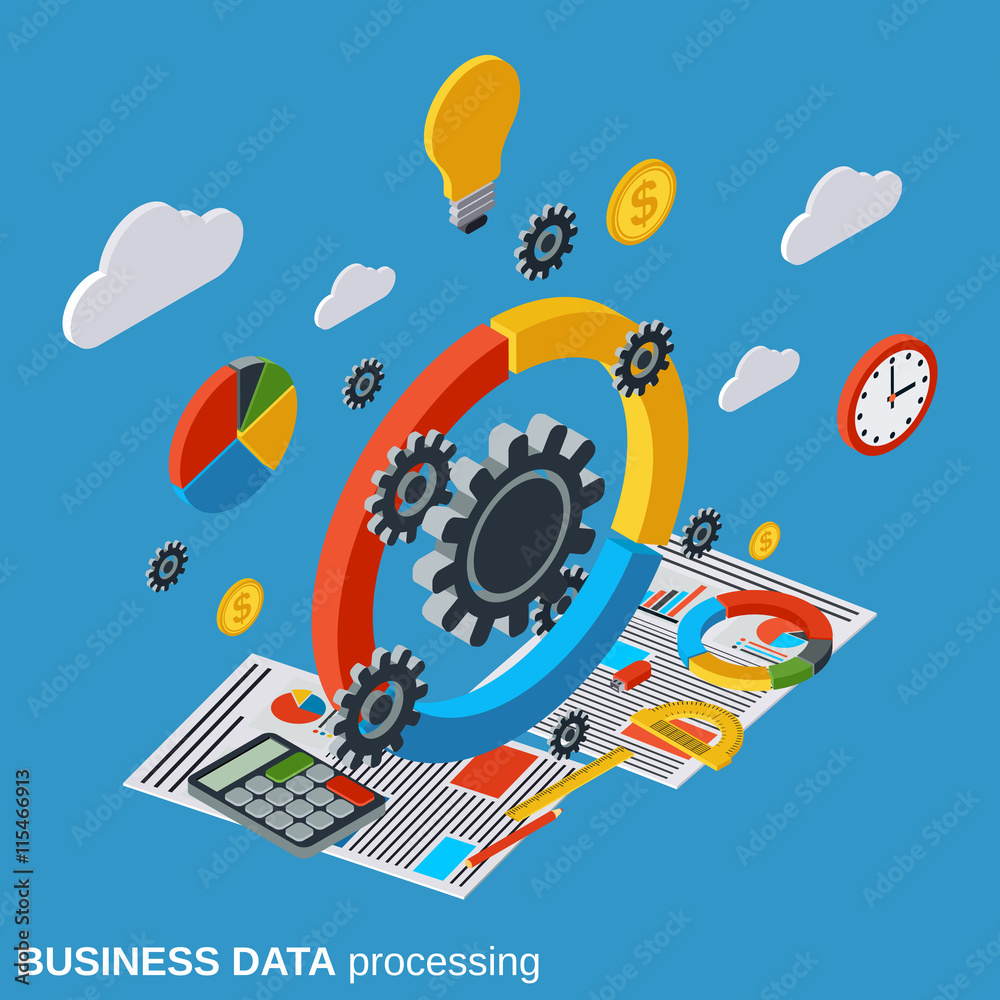 Fototapeta premium Business data processing vector concept