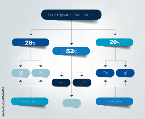 Infographics flowchart. Colored shadows scheme.