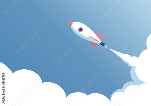 Cartoon rocket takeoff