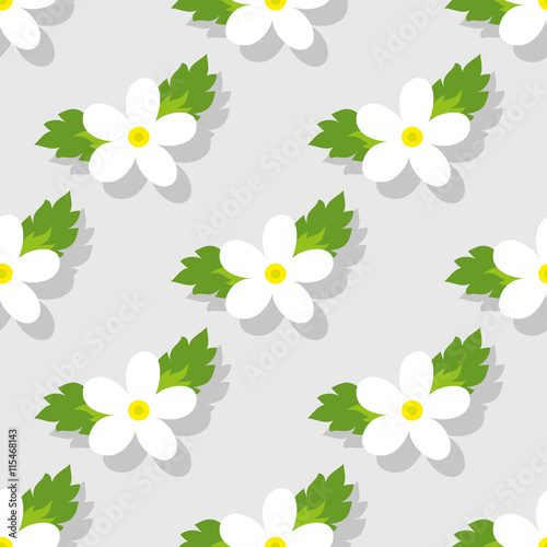 Sweet vector pattern with small flower. Small cute white flowers on a grey background.