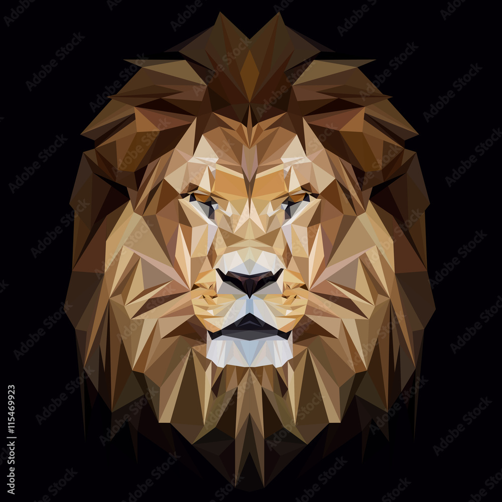 Fototapeta premium Projekt Lion low poly. Ilustracja wektorowa trójkąta.