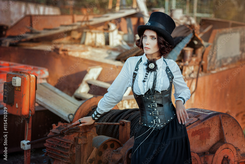 Fototapeta premium Woman in steampunk style.