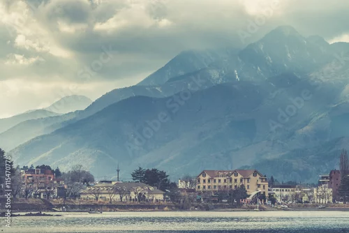 Obraz widok na wysokie góry w Japonii