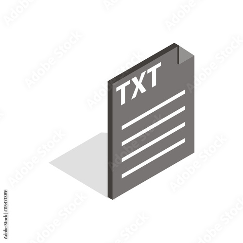 Document file format TXT icon in isometric 3d style isolated on white background