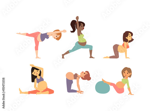 Meditating on maternity pregnant woman meditating while sitting yoga position fitness healthy lifestyle character vector. Pregnant gym fitness beautiful healthy lifestyle and fitness pregnant yoga.
