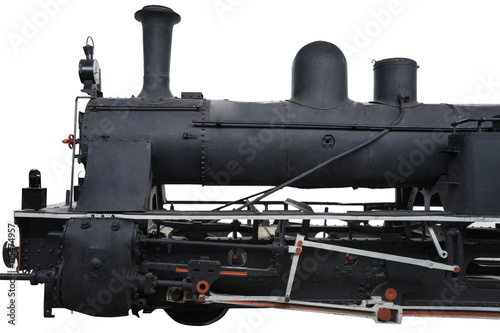 Old locomotive isolated on white