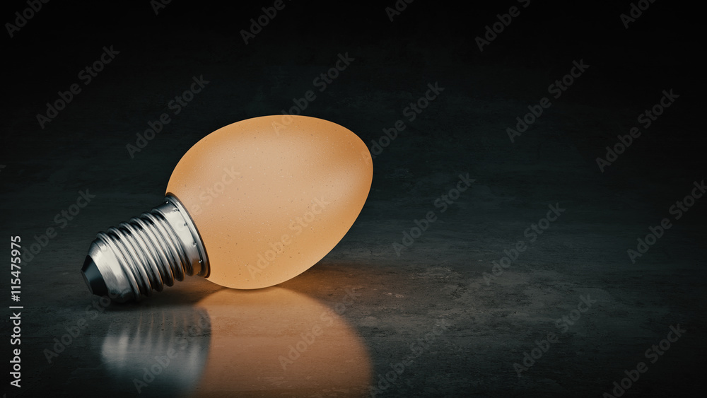 Funny and crazy egg looking like electric bulb. 3d Rendering Funny and crazy egg looking like electric bulb. 3d Rendering