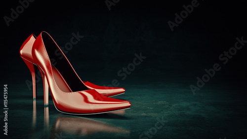 Photos Red shoes. 3d rendering