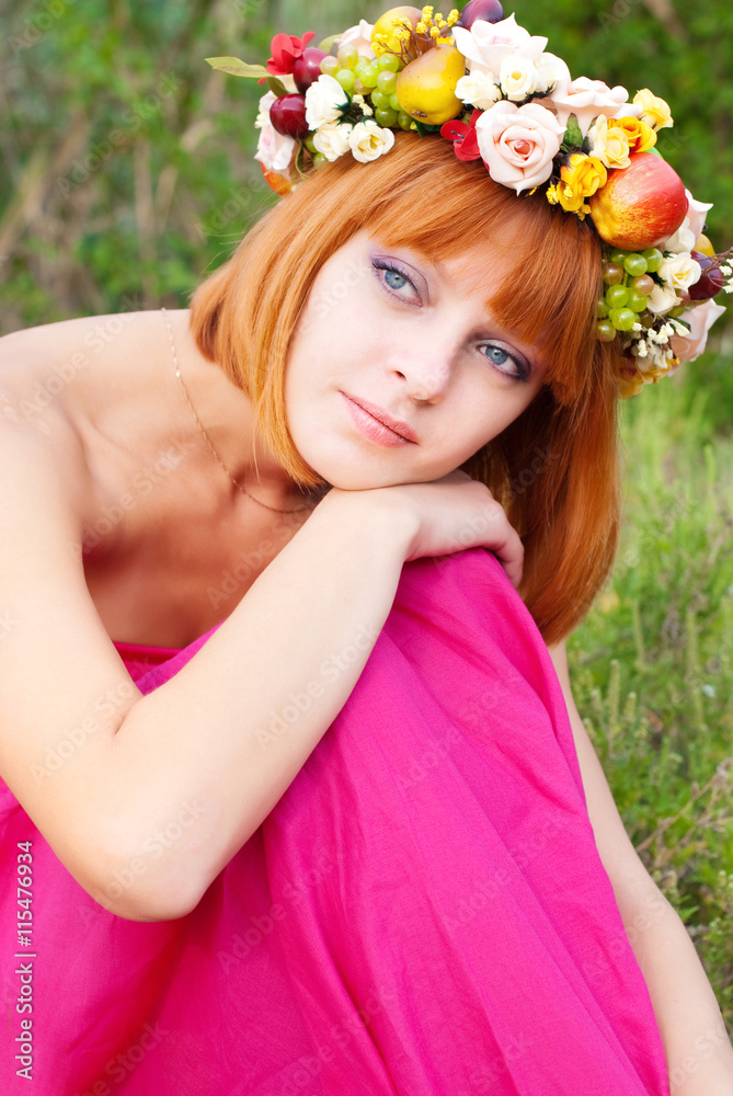 Beauty and Fashion. Beautiful Woman with Flowers Wreath in Summer. Natural Beauty Beauty and Fashion. Beautiful Woman with Flowers Wreath in Summer. Natural Beauty