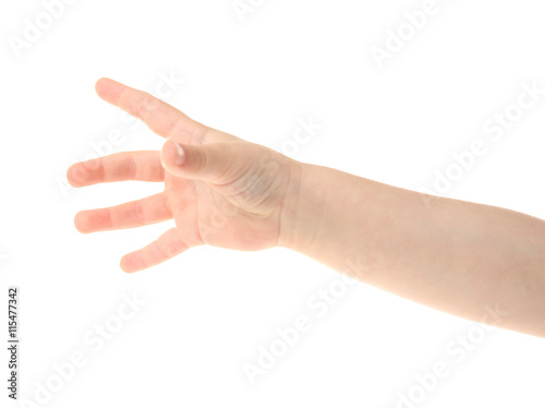 Obraz na plátně Child's hand gesturing, isolated on white