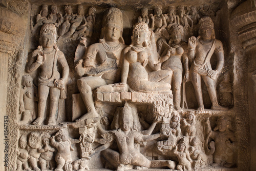 Φωτογραφία Carving in Ellora caves near Aurangabad, Maharashtra state in India