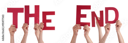 Photos People Hands Holding Red Word The End