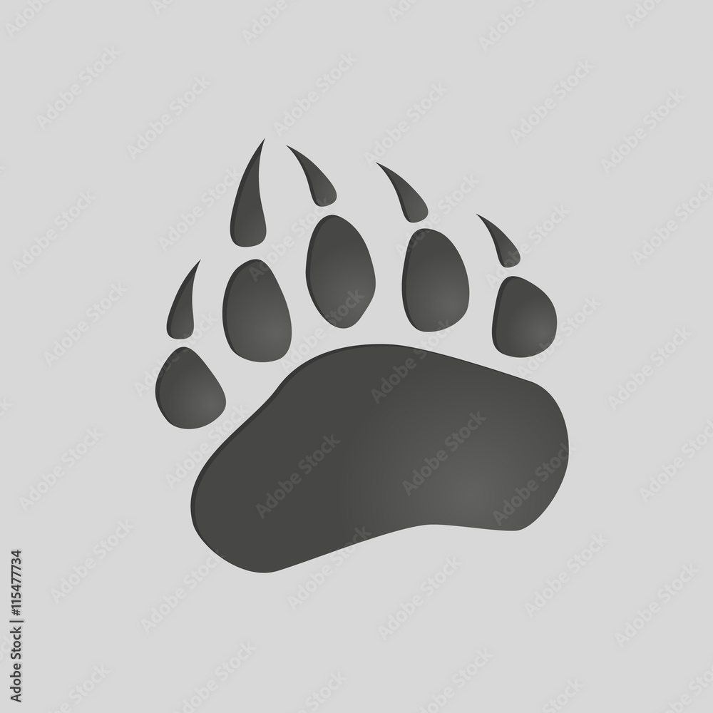 Obraz premium Animals footprints: bear paw. Isolated illustration vector. Bear paw silhouette