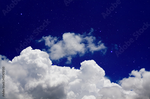 Beautiful blue sky with cloud on the night.