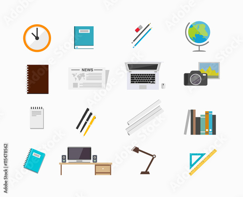 Set of icons for education tools or office tools. 