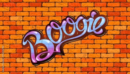 Boogie inscription on the wall of red brick