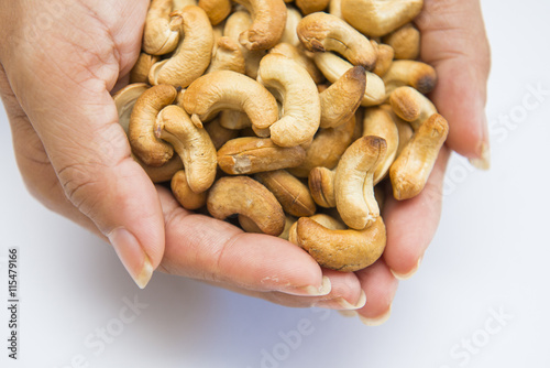 roasted cashews nut on hand