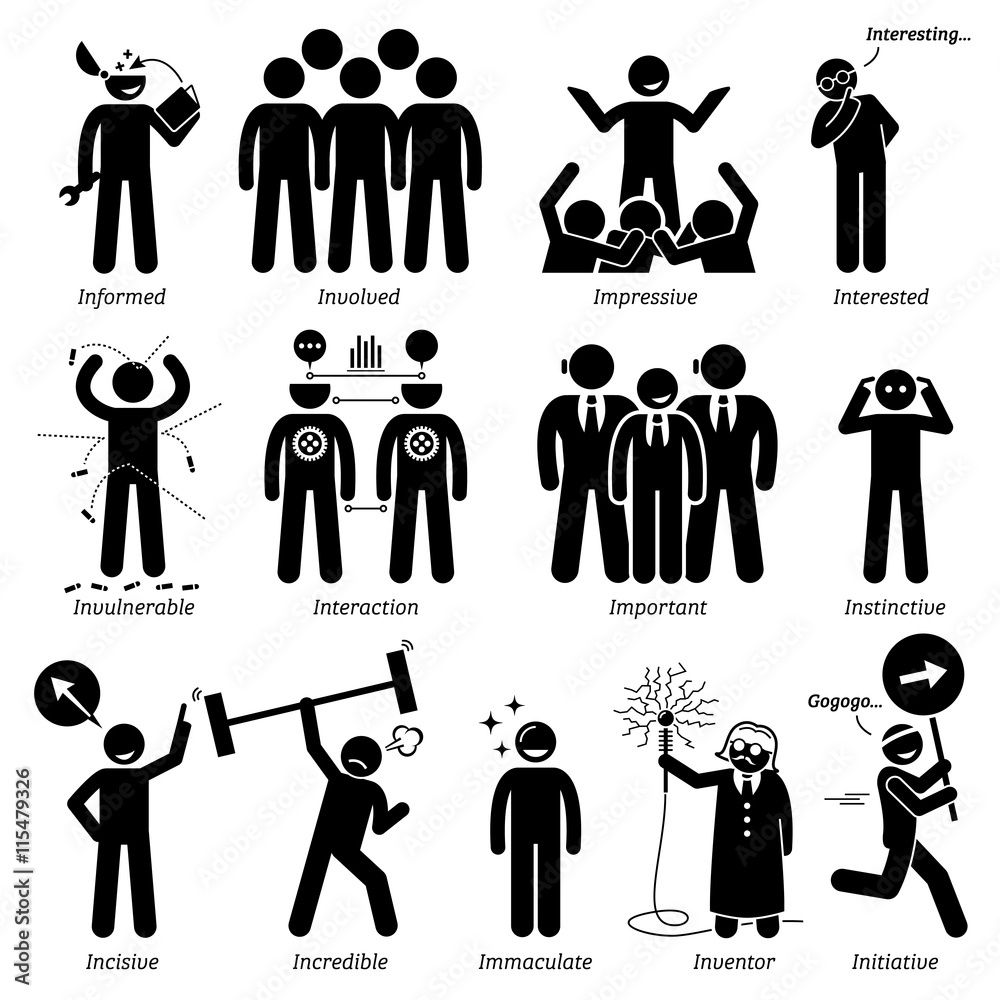 Positive Personalities Character Traits. Stick Figures Man Icons. Starting with the Alphabet I. Positive Personalities Character Traits. Stick Figures Man Icons. Starting with the Alphabet I.