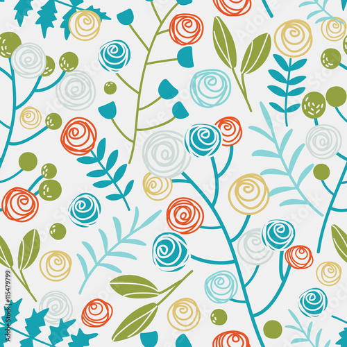 Seamless pattern made of flowers and leaves
