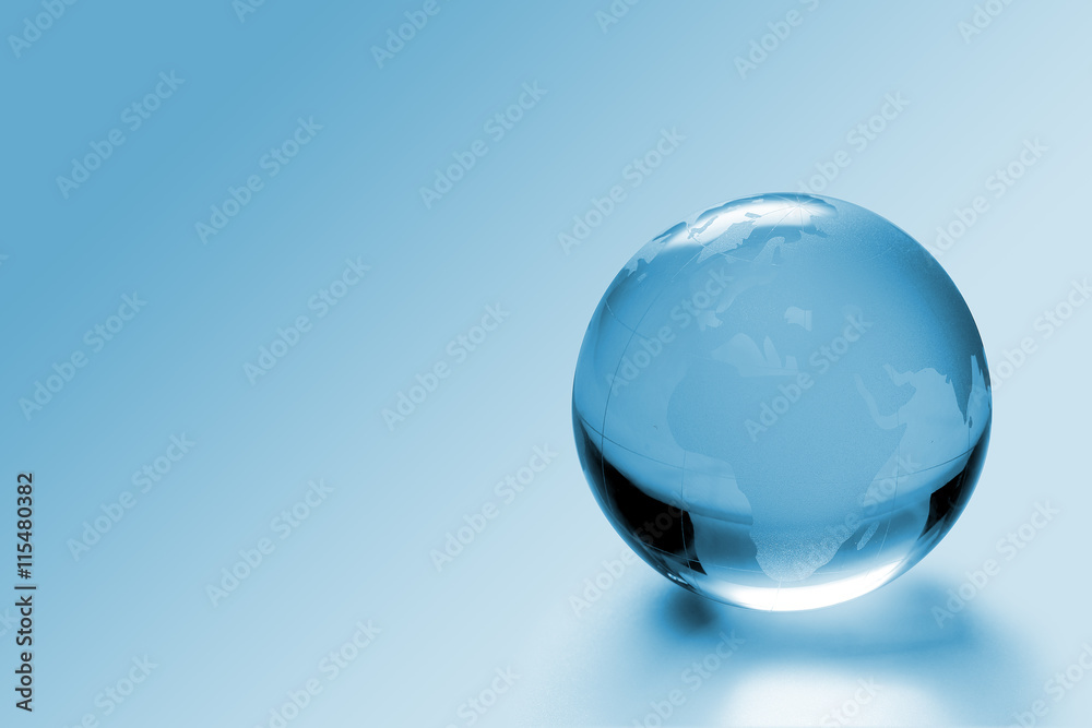 Crystal Globe in Blue - Europe and Africa Crystal Globe in Blue - Europe and Africa