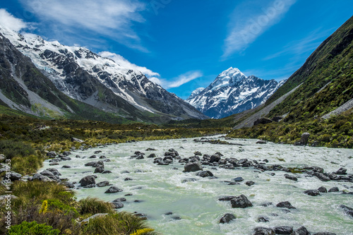 Fototapeta Naklejka Na Ścianę i Meble -  Beautiful view and glacier in Mount Cook National Park, South Island, New Zealand
