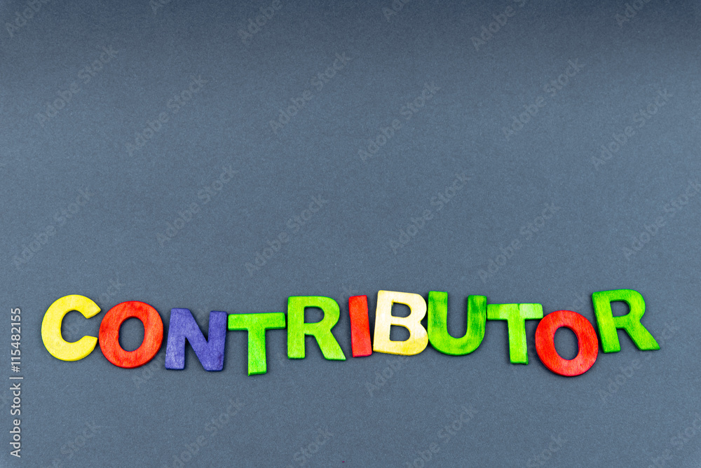 Fototapeta premium Word Contributor created of wood letters on dark background