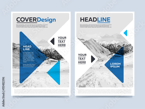 Brochure cover presentation design template vector. Blue annual report abstract flat background. Leaflet layout. Corporate document. Business booklet concept.