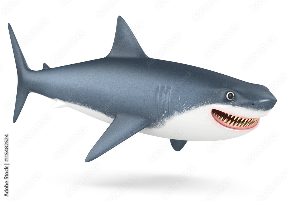 Fototapeta premium 3d shark on a white background