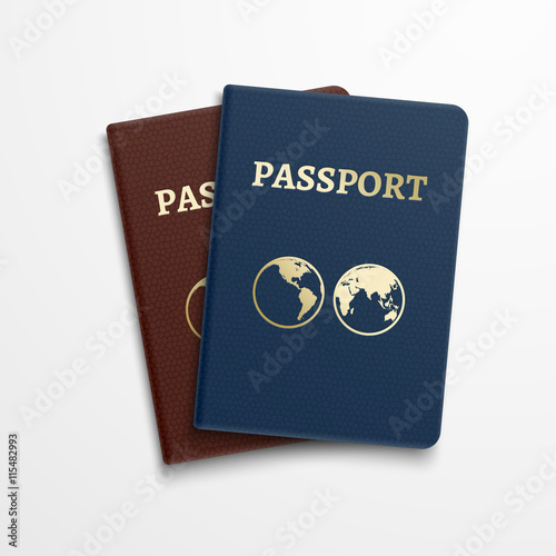 Passports international identification document. Vector travelling concept. Passport for identification person and illustration passport document for journey and vacation